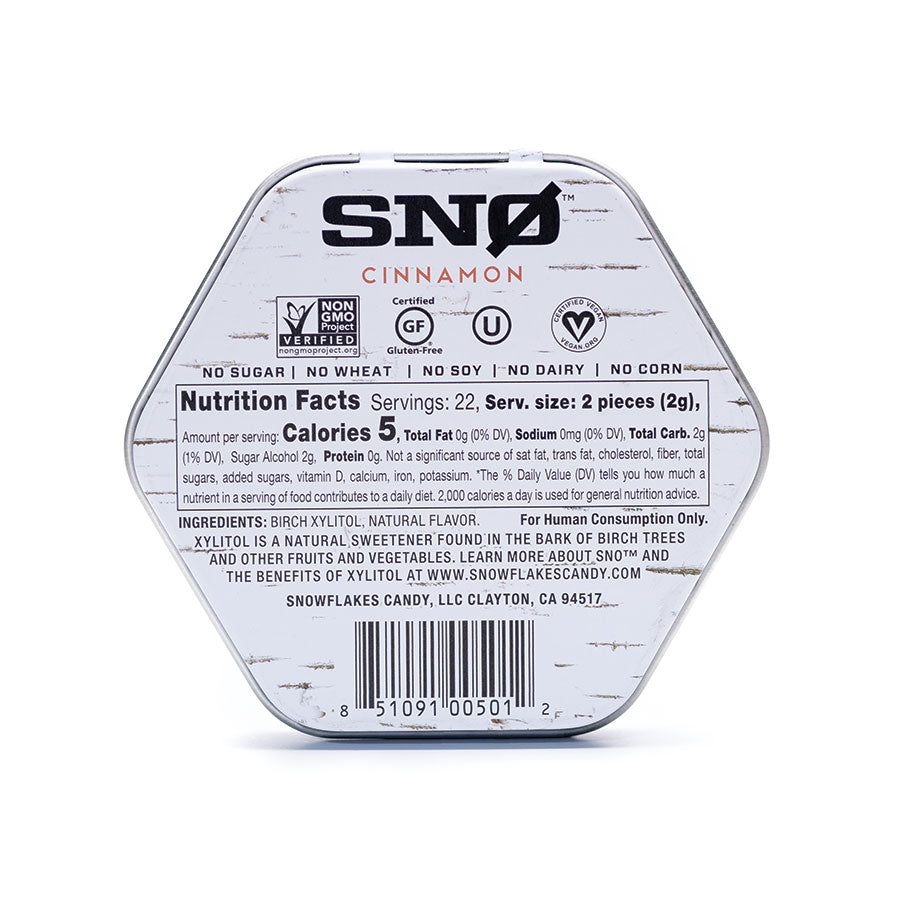 SNØ Cinnamon Xylitol Candy Chips Tin - Sugar Free