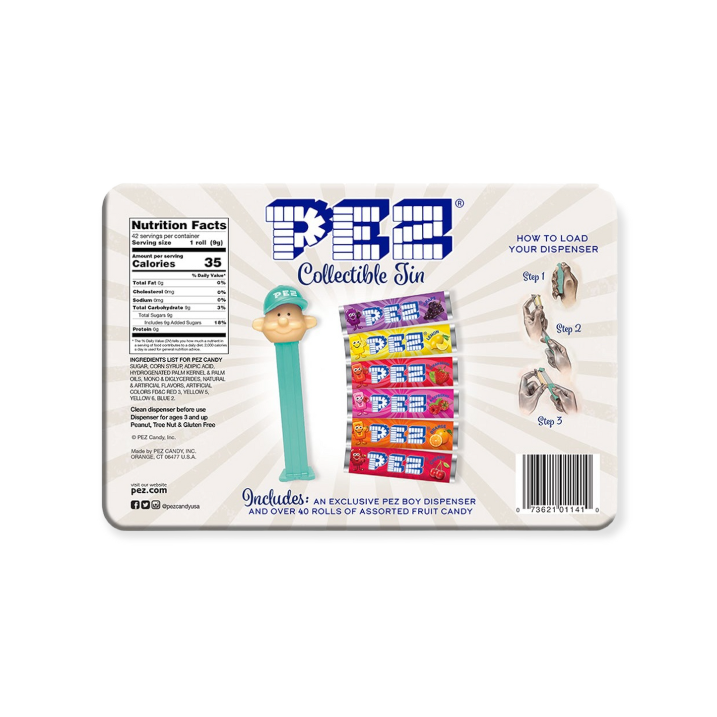 PEZ Nostalgia Collectable Tin Gift - over 40 rolls included